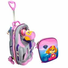 Kit Mochila de Rodinhas Patrulha Canina Skye 3D Nave c/ Lancheira Maxtoy