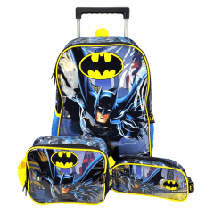 Mochilete Batman com Lancheira e Estojo Luxcel IC37922BM-AM