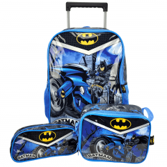 Mochilete Batman com Lancheira e Estojo Luxcel IC37922BM-AZ