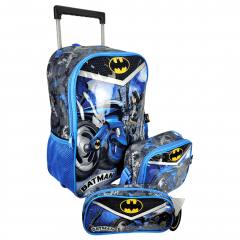 Mochilete Batman com Lancheira e Estojo Luxcel IC37922BM-AZ