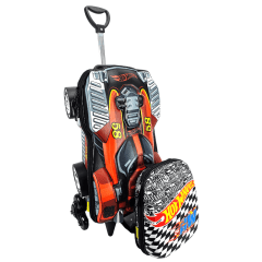 Mochila de Rodas Hot Wheels Dune Soar Vermelho 3D com Lancheira Maxtoy 2500BM19