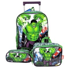 Mochilete Hulk Vingadores com Lancheira e Estojo Luxcel IC38002AG-VD