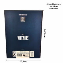 Caderno Colegial Vilãs Disney Animativa Brochura Premium - 160 Folhas