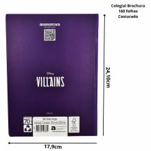 Caderno Colegial Vilãs Disney Animativa Brochura Premium - 160 Folhas