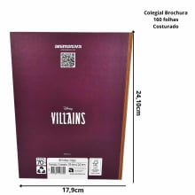 Caderno Colegial Vilãs Disney Animativa Brochura Premium - 160 Folhas