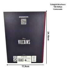 Caderno Colegial Vilãs Disney Animativa Brochura Premium - 160 Folhas