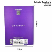 Caderno Colegial Friends Brochura Costurado 160 Folhas Animativa