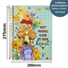 Caderno Universitário Capa Dura 12 Matérias Pooh Tilibra Connect 192 Folhas