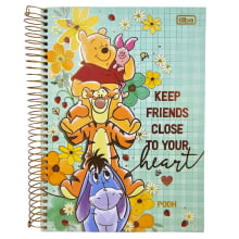 Caderno Universitário Capa Dura 12 Matérias Pooh Tilibra Connect 192 Folhas