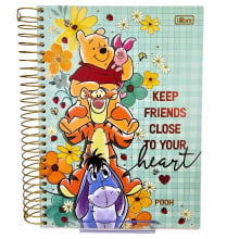 Caderno Universitário Capa Dura 16 Matérias Pooh Tilibra Connect - 256 Folhas