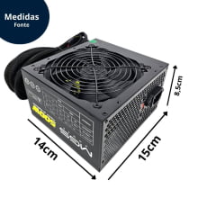 Fonte de Alimentação ATX 500W MGS Power Bivolt para PC Desktop