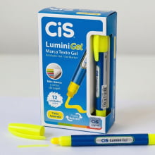 Marca Texto em Gel CiS Lumini Gel Retrátil Amarelo – Caixa com 12 Unidades