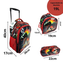 Mochila de Rodinha Dino Racer com Lancheira Térmica e Estojo Duplo - Giacomin Kids GM15