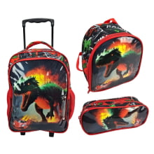Mochila de Rodinha Dino Racer com Lancheira Térmica e Estojo Duplo - Giacomin Kids GM15