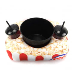 Almofada Popcorn Porta Balde de Pipoca e Copos Kit Cinema